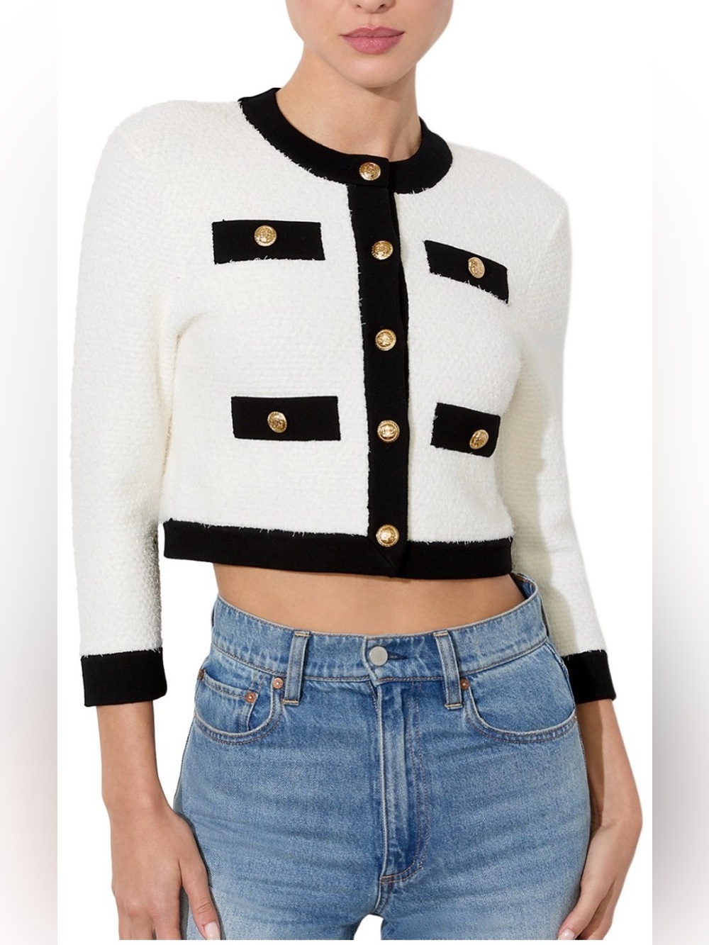 Alice + Olivia White Claira Cardigan